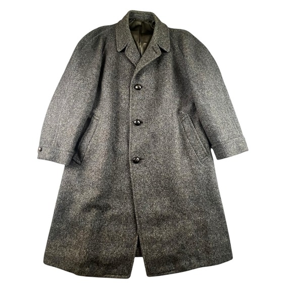 Hickey Freeman Other - Vtg 1950's Hickey Freeman 48 Long‎ Wool Gray Overcoat British Fabric Herringbone